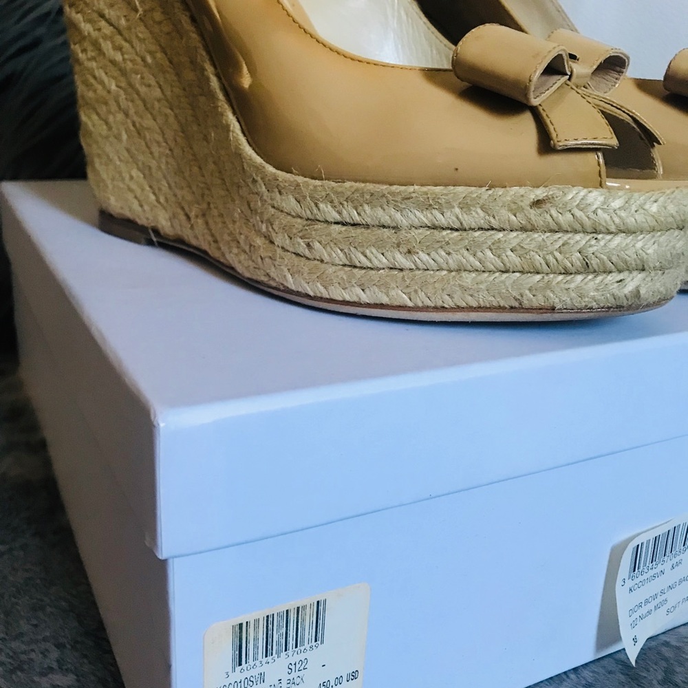 Christian Dior authentic Bow Sling Back Wedges size 38 - Picture 4 of 13